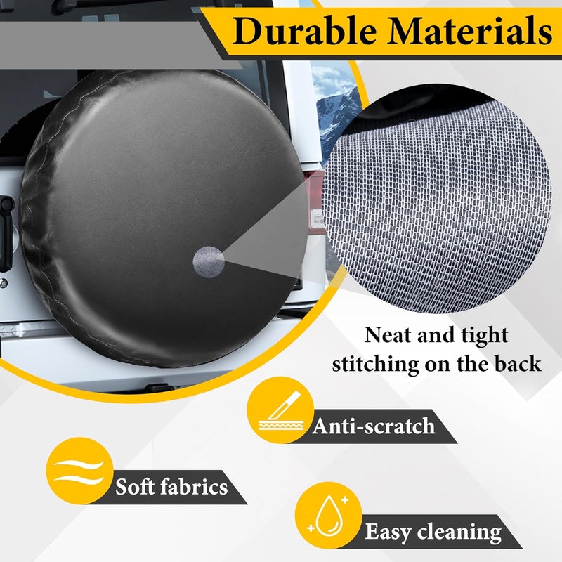 BFXM Spare Tire Cover, Waterproof PVC Thickening Leather Tire Wheel Covers, Tough Tire Wheel Protector, Universal Fit for Jeep, Trailer, RV, SUV, Truck, (Fits Entire Tire Diameters 31.5-32.7 Inch) - Image 4